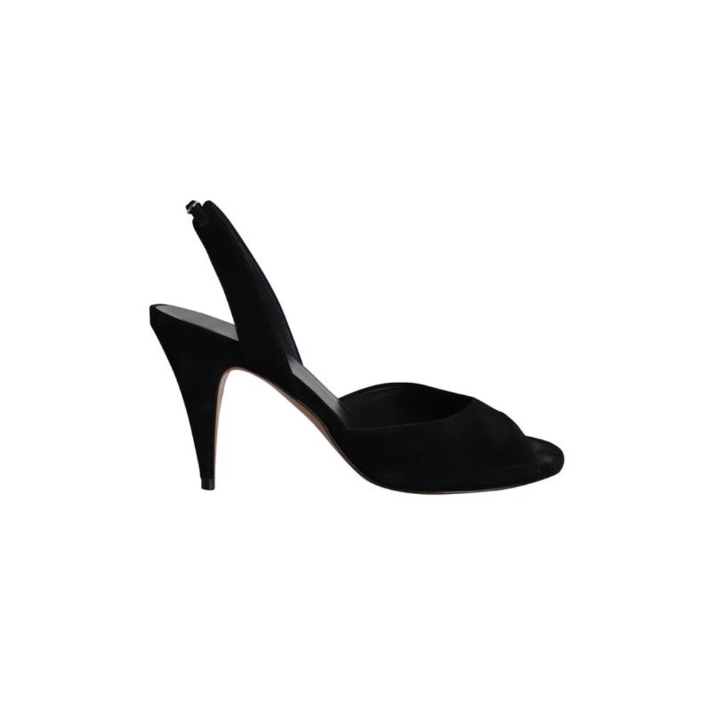 The Row Black Suede Slingback Peep-Toe Heels